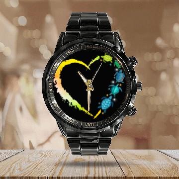 Discover Sea Turtle Heart Animal Lover Calendar Steel Band Watch