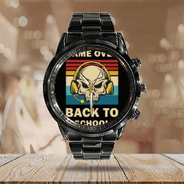 Discover Game Over Back To School Funny Video Gamer Gaming Calendar Steel Band Watch