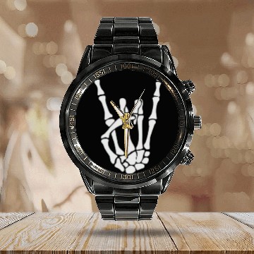 Discover Happy Halloween Skeleton Hand FunnyTrick or treat Calendar Steel Band Watch