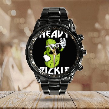 Discover Heavy Pickle Metal Fan Metalhead Calendar Steel Band Watch