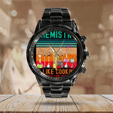 Discover Funny chemistry lab chemical laboratory technician Calendar Steel Band Watch