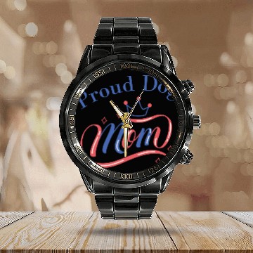 Discover Proud dog mom Calendar Steel Band Watch