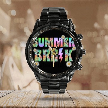 Discover Summer Break Teacher Life Calendar Steel Band Watch