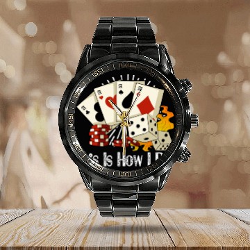 Discover Poker Casino Poker Player Gambling Roulette Gift Calendar Steel Band Watch