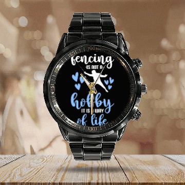 Discover Fencing Sport Calendar Steel Band Watch