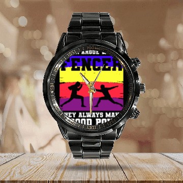 Discover Fencing Sport Sword Fencer Foil Calendar Steel Band Watch