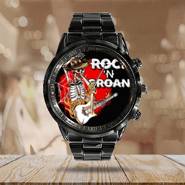 Discover Halloween Cowboy Skeleton Rocker Hand Rock Calendar Steel Band Watch