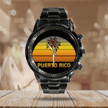 Discover Puerto Rico Palm Tree Christmas Lights Family Calendar Steel Band Watch