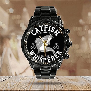 Discover Catfish Whisperer - Wels Catfish Hunter Calendar Steel Band Watch