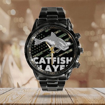Discover Catfish Slayer - Wels Catfish Hunter Calendar Steel Band Watch