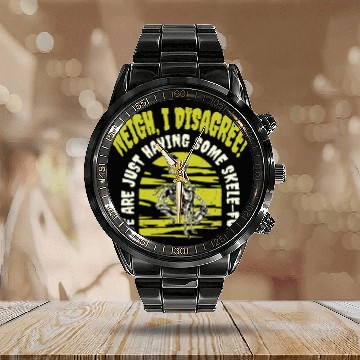 Discover Halloween Cowboy Skeleton Fun Horse Riding Calendar Steel Band Watch