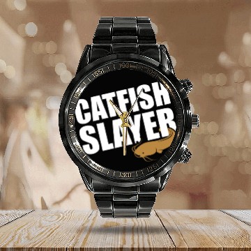 Discover Catfish Slayer - Wels Catfish Hunter Calendar Steel Band Watch