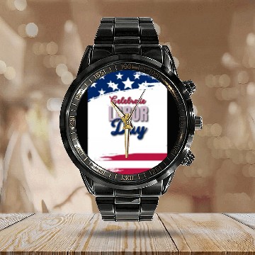 Discover labor day Calendar Steel Band Watch