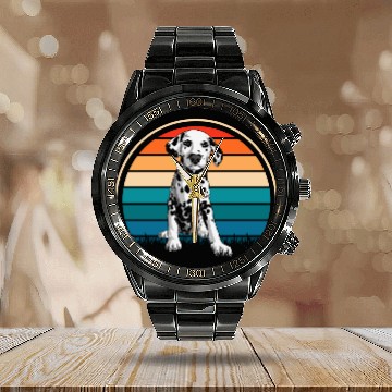 Discover Dalmatian Dog Owner Retro Dog Lover Calendar Steel Band Watch