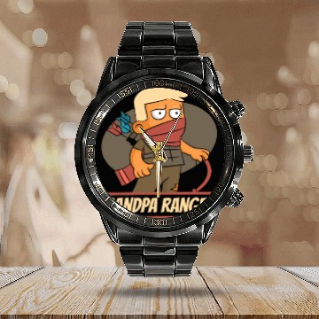 Discover Archery Archer Bowman Calendar Steel Band Watch