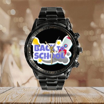 Discover Back to School Sticker Calendar Steel Band Watch