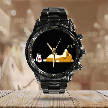 Discover Shiba Inu Sake Drunk Calendar Steel Band Watch