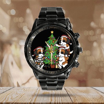 Discover Saint Bernard Christmas Tree Calendar Steel Band Watch