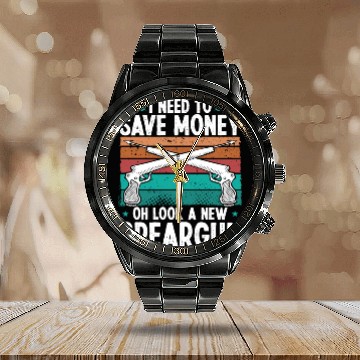 Discover Spearfisher Need Money Freediving Apnoe Diver Calendar Steel Band Watch