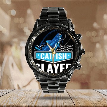 Discover Catfish Slayer - Wels Catfish Hunter Calendar Steel Band Watch