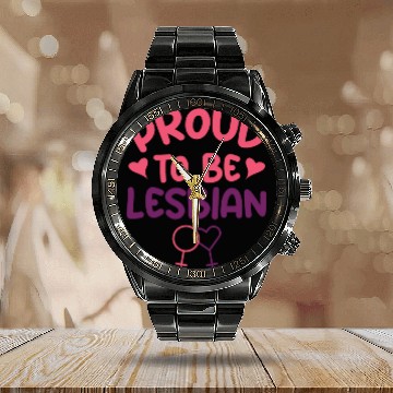 Discover Proud To Be Lesbian LGBTQ Bisexual Pride Flag Calendar Steel Band Watch