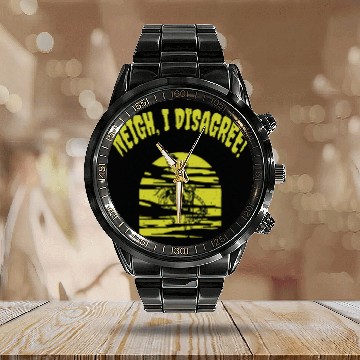 Discover Halloween Cowboy Skeleton Fun Horse Riding Calendar Steel Band Watch
