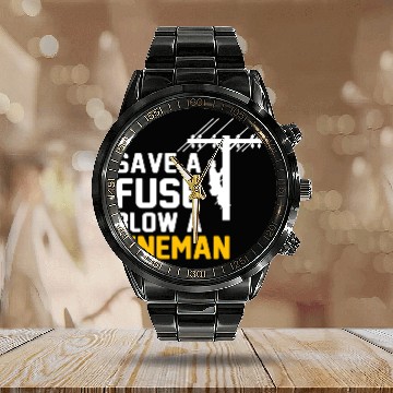 Discover save a fuse blow a lineman Calendar Steel Band Watch