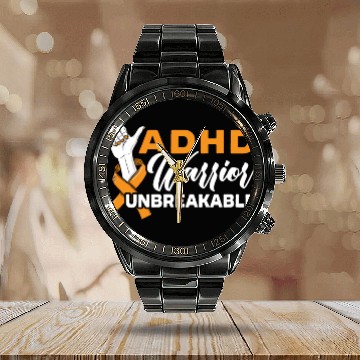 Discover ADHD Warrior Unbreakable Embrace Neurodiversity Calendar Steel Band Watch