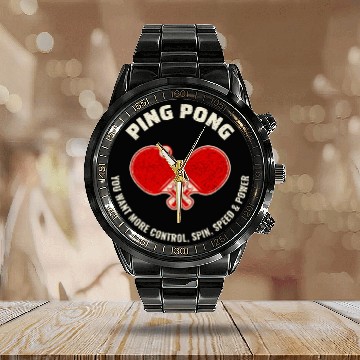 Discover Ping Pong Master Table Tennis Coach Paddle Player Calendar Steel Band Watch
