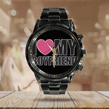 Discover I LOVE MY BOYFRIEND valentinesday couple Calendar Steel Band Watch