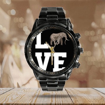 Discover Love Elephants Calendar Steel Band Watch