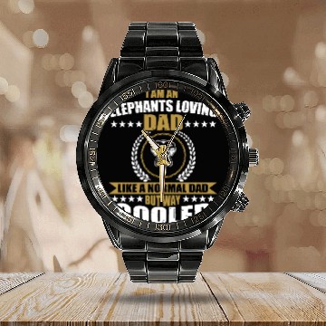 Discover Funny Elephant Loving Dad Calendar Steel Band Watch