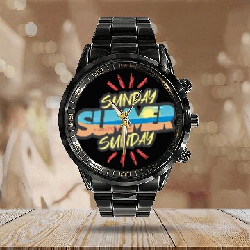 Discover Sunday Summer Calendar Steel Band Watch