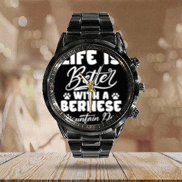 Discover Life Is Better With A Bernese Mountain Dog Calendar Steel Band Watch