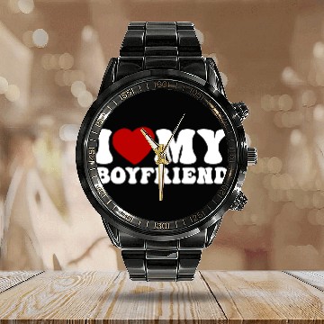 Discover i love my boyfriend Calendar Steel Band Watch