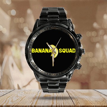 Discover Cool Banana Squad Fruit Lover Calendar Steel Band Watch