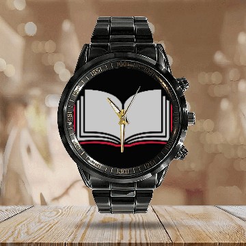 Discover school open book pages Calendar Steel Band Watch