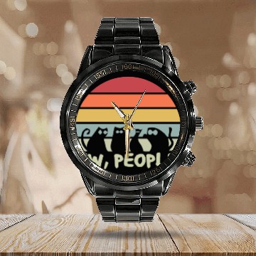 Discover Ew People Retro Cat Funny Calendar Steel Band Watch