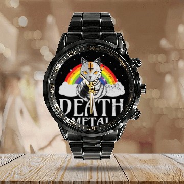 Discover Death Metal Rock Satan Cat For Concerts Festivals Calendar Steel Band Watch