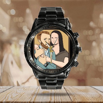 Discover Mona Lisa and Vincent Van Gogh as a couple Design Calendar Steel Band Watch