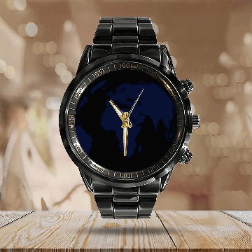 Discover World Earth Calendar Steel Band Watch