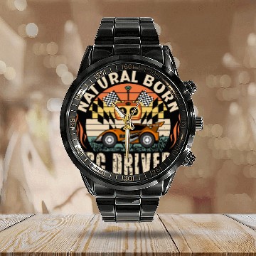 Discover Natural Born RC car Driver Racer Remote Controlled Calendar Steel Band Watch