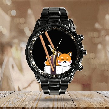 Discover Sushi Rolls Japanese Food Lover Calendar Steel Band Watch