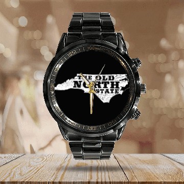 Discover The Old North State Home Vintage Rustic Carolina Calendar Steel Band Watch