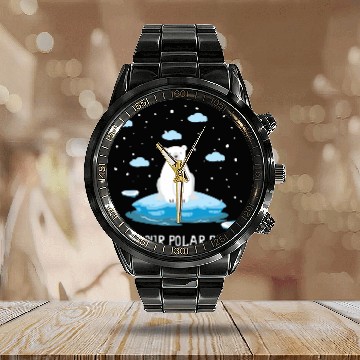 Discover Earth Day Climate Change Save Our Polar Bears Calendar Steel Band Watch