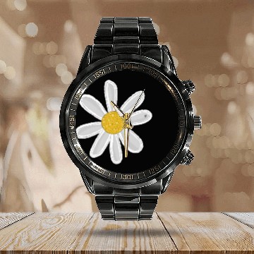 Discover Daisy Flower - Gift, Present Calendar Steel Band Watch