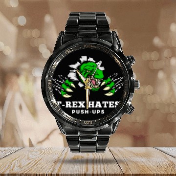 Discover T-rex Hates Push-Postal Service Funny Gym Wear Calendar Steel Band Watch