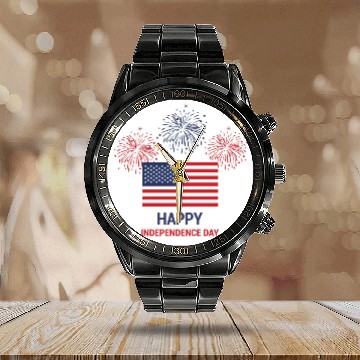 Discover American Flag Calendar Steel Band Watch: USA Patriotic For US Men