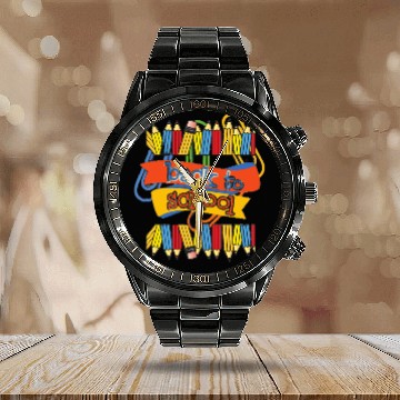 Discover Back to school funny teaching Calendar Steel Band Watch