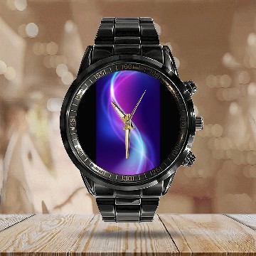 Discover Abstract Blue Pink Waves Calendar Steel Band Watch
